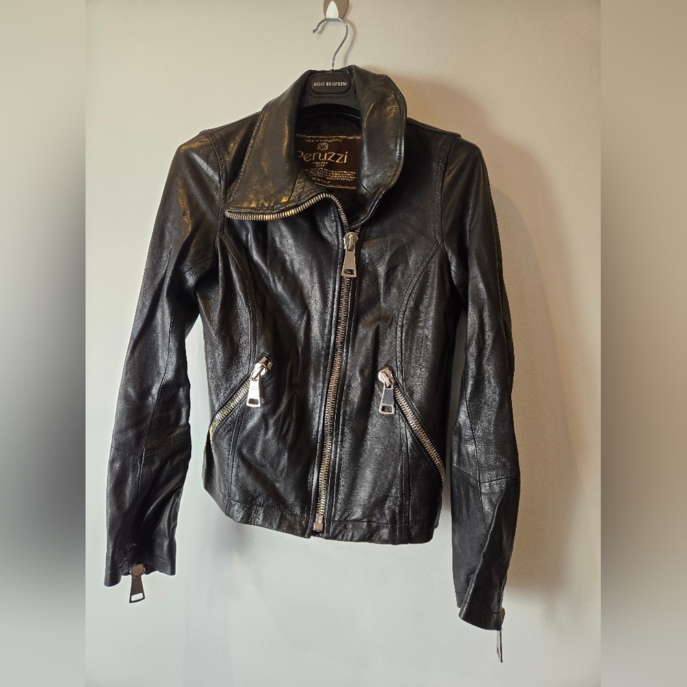 Peruzzi Leather Moto Jacket Size 38